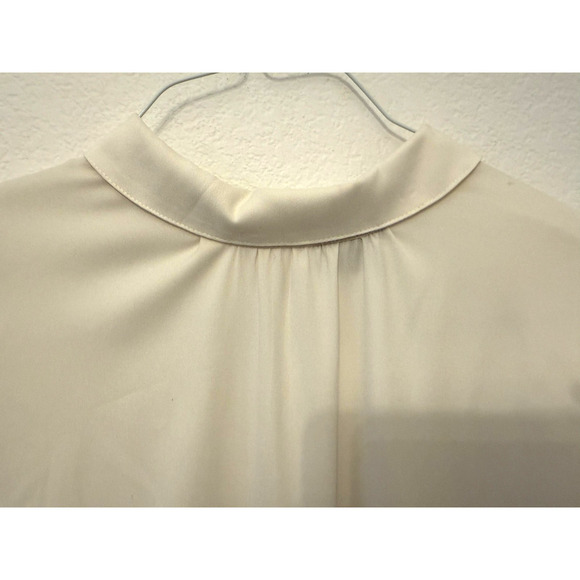 Ann Taylor Blouse Womens Medium Ivory Long Sleeve Shirt Button Cuff Keyhole Top - Picture 4 of 8